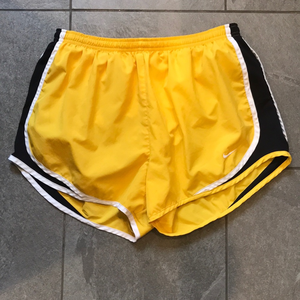 Nike Yellow and Black Lined Running shorts